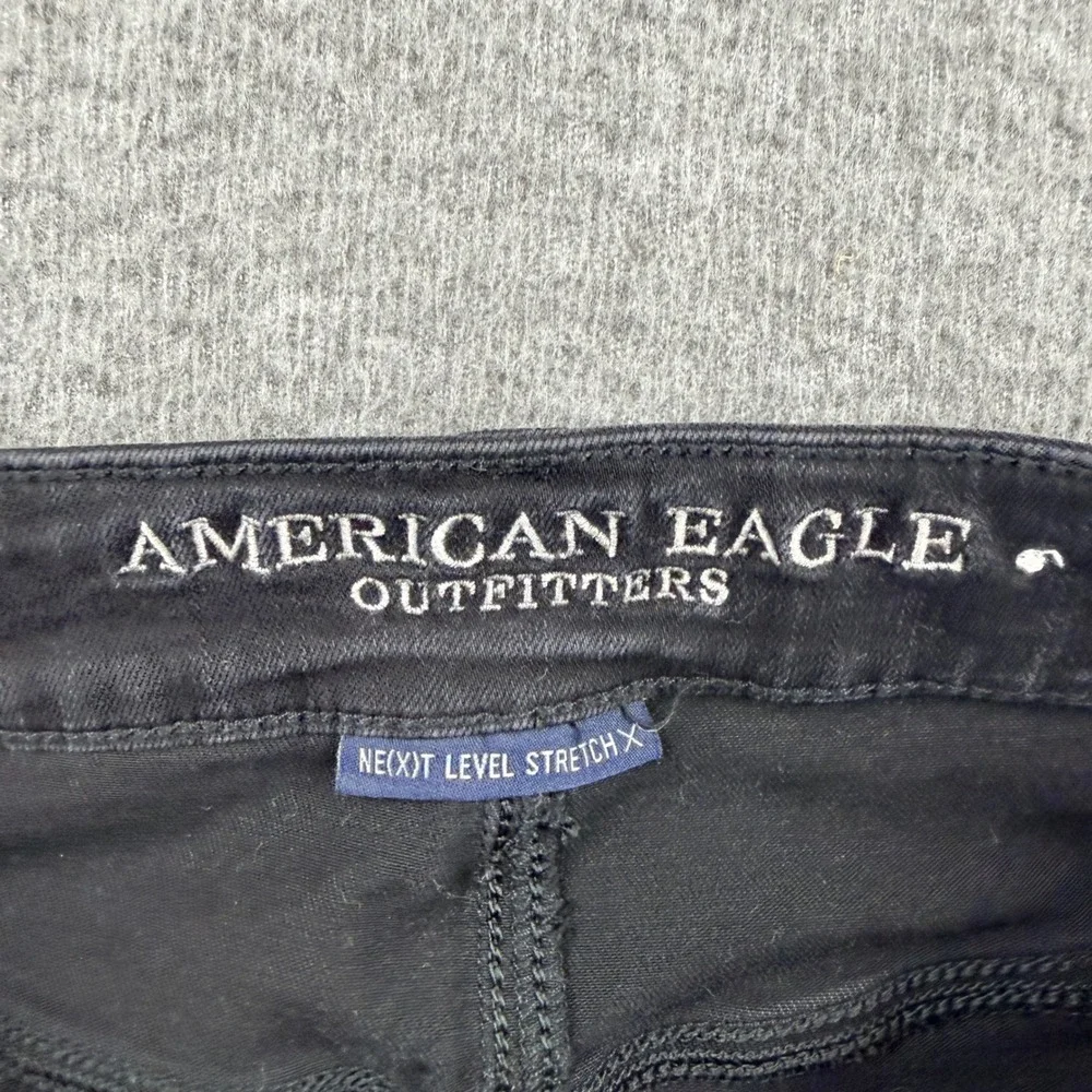American Eagle Women's 0 Hi-Rise‎ Mini Skirt Black Denim Stretch Raw Hem